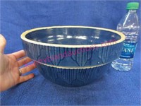 blue sawtooth stoneware bowl - 10 inch wide