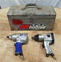 2 pneumatic air impact wrenches, toolbox