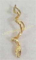 10KT Gold Diamond Cut  Snake Pendent