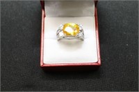 3CT YELLOW SAPPHIRE RING - SIZE: 7