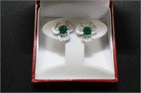 EMERALD AND WHITE SAPPHIRE BAGUETTE EARRINGS