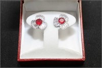 RUBY AND WHITE SAPPHIRE BAGUETTE EARRINGS