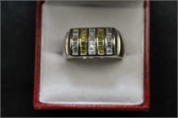 3CT YELLOW AND WHITE SAPPHIRE RING - SIZE: 12