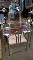 Awesome metal vanity with seat crack in mirror