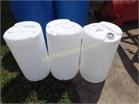 3 White Poly 15 gallon Drums / Barrels