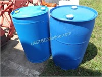 2 Blue Poly 55 gallon Drums / Barrels