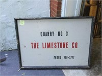 Large Lime Stone Rock Quarry Sign
