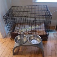 Dog Crate & Feeding Bowls