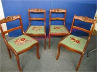 4 old needlepoint dining chairs - circa 1940's
