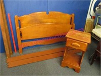 vintage hardrock maple bed frame & nightstand