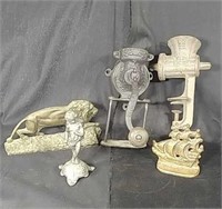 5 Pc Cast Iron Lot 
Includes Steinfeld Grinder,