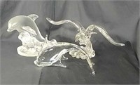 3 Large Glass & Acrylic Figural Animals