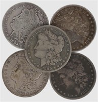 $1.00 MORGAN SILVER ONE DOLLAR COINS - LOT OF 5