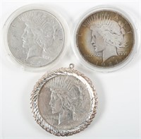 3 $1.00 UNITED STATES SILVER PEACE DOLLARS