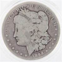 $1.00 UNITED STATES 1892 CC MORGAN SILVER DOLLAR