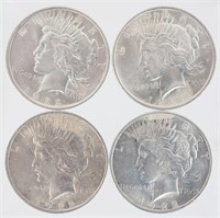 $1.00 UNITED STATES SILVER PEACE DOLLARS LOT OF 4