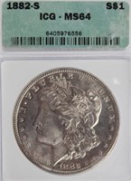 $1.00 UNITED STATES 1882 S MORGAN SILVER DOLLAR