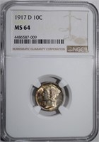 1917-D MERCURY DIME NGC MS-64