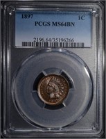 1897 INDIAN CENT PCGS MS-64 BN