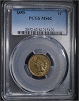 1859 INDIAN CENT PCGS MS-62