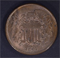 1864 2-CENT PIECE, CH BU+