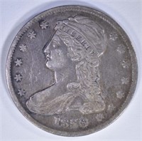 1838 REEDED EDGE HALF DOLLAR, XF