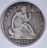 1875-CC SEATED HALF DOLLAR, VG KEY DATE