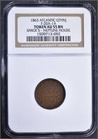 1863 CIVIL WAR STORE CARD TOKEN, NGC AU-55 BN
