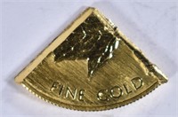 1984 CANADA ¼ oz .999 GOLD, CUT FROM A 1oz COIN