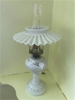 Milk Glass Oil Lamp, Electrified