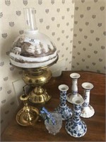 Table Lamp & Candle Sticks