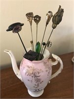 Hat Pins & China Tea Pot