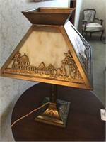 Fancy Slag Glass Table Lamp