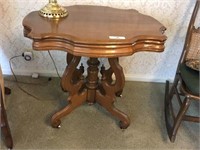 Victorian Lamp Table w/ Original Casters, Walnut
