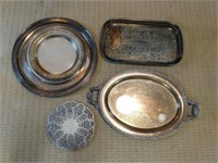 Assorted Large Silver Plate Platters & More