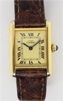 Cartier ladies tank vermeil watch