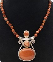 Goldstone and silver necklace