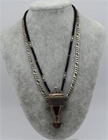 Toureg tribal pendant and bead necklace