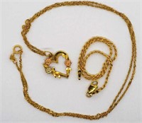 14ct gold heart necklace and bracelet