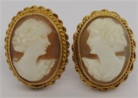 Cameo and gold earrings