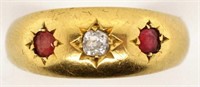 Victorian 18ct gold diamond and ruby ring