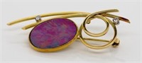 18ct gold opal doublet brooch