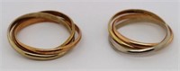Pair of tricolor gold Russian wedding bands