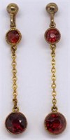 Victorian garnet and gold drop earrings