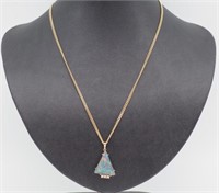 Opal triplet 9ct gold pendant and chain.