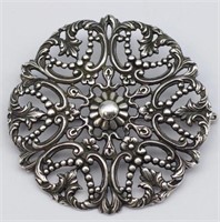 Antique Dutch silver open work brooch