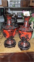 Pair of Oriental vases on stands
