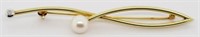 14ct gold pearl and diamond brooch