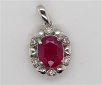 Ladies silver & ruby pendant