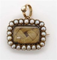 Georgian gold and seed pearl mourning brooch